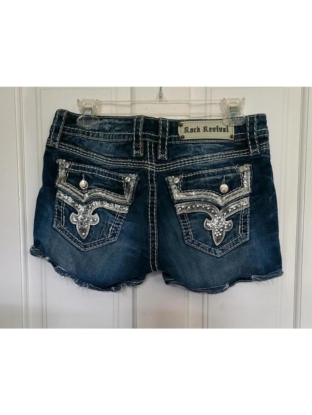 Rock Revival KAI jean shorts blue sz 29 women's